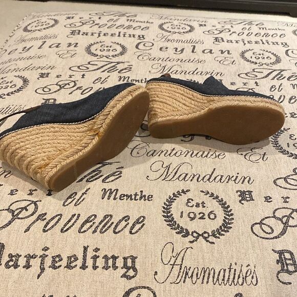 TORY BURCH Denim Wedge Sandals Size 9 - Picture 6 of 8